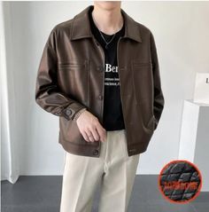 47545969869088|47545969901856|47545969934624|47545969967392 Brown Leather Jacket With Pockets For Winter, Winter Brown Leather Jacket With Pockets, Brown Business Outerwear With Pockets, Casual Brown Leather Jacket For Winter, Brown Business Outerwear With Collar, Brown Collared Business Outerwear, Brown Leather Jacket With Lapel Collar For Winter, Brown Collared Outerwear For Business, Brown Long Sleeve Leather Jacket For Streetwear