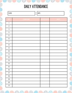 the daily attendance sheet is shown in this image