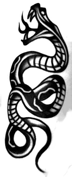 a black and white drawing of a snake