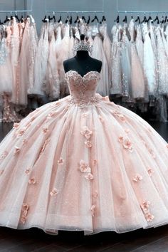 Whimsical Quinceanera Dress, Dusty Pink Ball Gown, Peach Colored Quinceanera Dresses, Quncie Dresses Light Pink, Pink Sparkly Ball Gown, Blush Pink Ball Gown, Champagne Pink Sweet 16 Dresses, Pink Floral Quince Dress, Quinceanera Dresses Light Colors