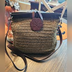 Gorgeous Fossil Bag In Great Condition! Beautiful Brown Leather Taupe Rattan Leather Flower Detailing Brown Lining Snap Closure Key Attached 10"H X 13"W X 3" Deep 21.5" Strap Drop No Holes, Rips, Stains Or Odors" Smoke Free Home Brown Shoulder Satchel For Vacation, Vacation Brown Hobo Bag With Removable Pouch, Casual Light Brown Hobo Bag With Leather Handles, Leather Crochet Bag For Everyday, Bohemian Light Brown Bags For Everyday Use, Bohemian Light Brown Bag For Everyday Use, Brown Hobo Bag With Removable Pouch For Beach, Casual Brown Straw Bag With Removable Pouch, Brown Satchel Hobo Bag For Vacation