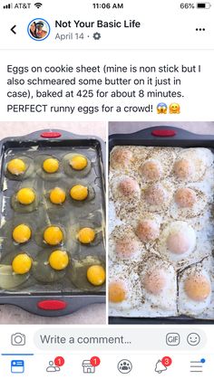 an image of eggs being cooked in a pan and then baked into muffins