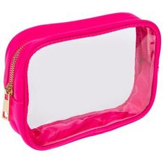 Dimensions: 6.5" H x 10" W x 1.88" D Material: Fabric, Plastic & Metal Color: Hot Pink Quantity: 1 For a stylish place to keep your makeup and accessories, try this Clear Rectangle Makeup Pouch. It has a clear body that allows you to see what's inside and a shiny metallic zipper across the top. Its simple style makes it the perfect base for personalizing with stickers, pins, patches, and rhinestones! Not just for makeup, you can also use this bag to hold a variety of small items such as hair tie Pink Rectangular Cosmetic Bag For Storage, Pink Rectangular Cosmetic Bag, Clear Rectangular Cosmetic Bag With Strap, Pink Rectangular Pouch, Rectangular Pink Pouch For Organization, Pink Rectangular Pouch For Storage, Pink Rectangular Cosmetic And Toiletry Storage, Rectangular Zipper Pouch For Cosmetic And Toiletry Storage, Rectangular Pink Cases For Personal Use