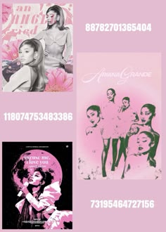 an advertisement for arian grace's album, with the names and numbers on it