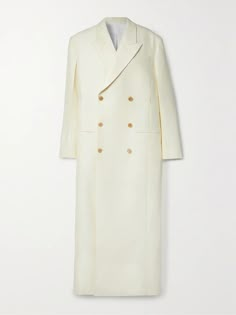 Shop THE ROW Catena oversized wool and silk-blend cady coat, Explore the latest THE ROW women's collection today on NET A PORTER Net A Porter Trench Coat, Net A Porter Coat, White Winter Coat, Cream Coat, Tailored Coat, Fantasy Gowns, White Coat, Double Breasted Coat, Menswear Inspired