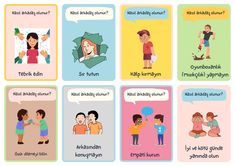 four different types of children's conversation cards with the words, what do you think?