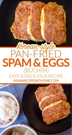 korean style pan fried spam and eggs with rice