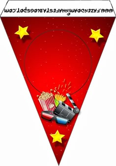 an image of a red triangle with stars and popcorns on the bottom, as if it were for a movie