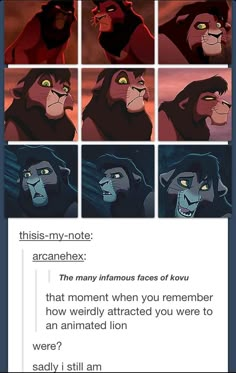 the lion king and his four main faces