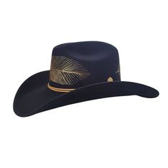 Introducing our sleek and stylish KYLIN Cowboy Hat, a perfect blend of classic design and modern elegance. Crafted from high-quality polyester suede in a timeless black hue, this hat is sure to become a staple in your wardrobe.Featuring exquisite gold feather embroidery around the crown, our Cowboy Hat adds a touch of luxury to any outfit. The addition of a matching gold leather cord completes the look, adding a touch of sophistication.With a 4" brim and a 4" crown, our Cowboy Hat boasts a structured silhouette that exudes confidence and style. Choose between a fitted leather sweatband or an elastic inner band for a comfortable fit that lasts all day.Each Cowboy Hat is meticulously crafted with attention to detail, ensuring its quality and uniqueness. As such, this product is not mass-prod Classic Gold Fedora With Short Brim, Gold Flat Brim Hat For Formal Occasions, Gold Fedora Hat For Formal Occasions, Gold Wide Brim Hat For Formal Occasions, Gold Curved Brim Hat For Formal Occasions, Formal High Crown Gold Hat, Western Style Gold Fedora With Short Brim, Classic Gold Hat Band For Fedora, Gold Hats With Curved Brim For Formal Occasions