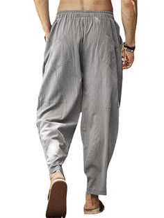 Gender: Men'sSports Clothing Sub Category: Linen PantsClothing Type: Linen Pants, Pants / TrousersOccasion: Athleisure, Casual, VacationSeason: Fall, Summer, Spring, WinterFit Type: Loose FitElasticity: Micro-elasticFunction: LightweightFabric: PolyesterWaistline: Mid RiseDesign: Drawstring Gray Stretch Pants For Leisure, Gym Pants With Pockets, Ankle-length, Baggy Solid Color Leisure Bottoms, Baggy Leisure Bottoms, Loose Gym Pants, Gray Pants With Elastic Waistband For Leisure, Baggy Gray Pants For Leisure, Leisure Harem Pants With Pockets, Casual Baggy Solid Yoga Pants