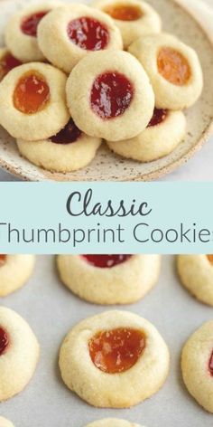 some cookies with jelly on them and the words classic humpprint cookies