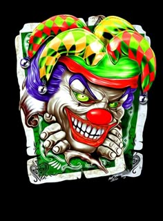 an image of a clown face on a black background