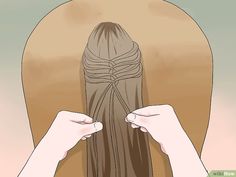 a woman's long hair is shown with her hands on the back of her head