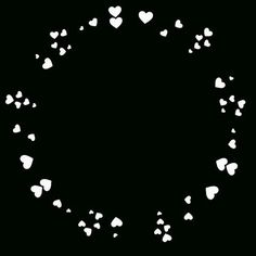 white hearts arranged in the shape of a circle on a black background with space for text