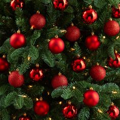 a christmas tree with red and gold ornaments