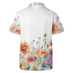 The Floral Gardens Hawaiian Casual Shirt brings the stunning beauty of a floral garden and the vacation vibes of the Hawaiian Islands to your wardrobe all year round! With its bright, colorful design, this shirt is perfect for warm spring and summer days. Get ready to take a breath-taking fashion stroll through the blooming flowers. We create Funky & Fun! It's made of polyester fabric material labelled for a summer casual shirt, but who's saying it's only for the summer?! Retro Hawaiian shirts come in various sizes for you to choose from Offer outstanding insulation, durability, and wrinkle resistance Featuring button-up personalized Hawaiian shirts can show your passion Custom shirts come in a regular fit and are lightweight with a spread collar Machine washable with cold water, iron dry Multicolor Cotton Hawaiian Shirt With Hibiscus Print, Multicolor Floral Print Relaxed Fit Camp Shirt, White Cotton Camp Shirt With Floral Print, Hawaiian Cotton Floral Print Tops, Multicolor Hawaiian Shirt For Summer, White Hawaiian Shirt For Summer, Spring Cotton Hawaiian Shirt, Summer Hawaiian White Shirt, Multicolor Summer Tops With Plant Print