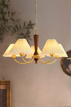 Wrinkled Chandelier - SamuLighting Architectural Lighting Fixtures, Pleated Lampshade, Nordic Chandelier, Nordic Color, Lampshade Designs, Copper Chandelier, Retro Living Rooms, Architectural Lighting, 5 Light Chandelier