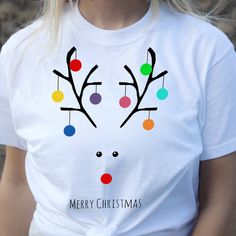 Modern Holiday Whimsical Reindeer Christmas T-Shirt Reindeer Shirt Ideas, Christmas Diy Shirts, Diy Christmas Shirt, Diy Christmas Shirts, Shirt Painting, Reindeer Shirt, Christmas Tee Shirts, Xbox Game, Matching Baby