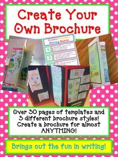 an open book with pink polka dots on it and the title how to make your own brochure