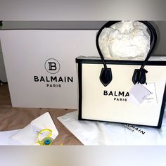 Selling This Gorgeous Tote Bag Fr Balmain! Brand New With Tags, Box, And Dust Bag. This Bag Is Too Big For Me. Im 5 Ft. And It Would Look Better On Someone Taller Than Me. Lol Fast Quality Shipping All The Items I Sale Are Owned By Me, Authentic, And Like New Conditions. (In This Case Brand New) Check Out My Reviews And Feel Free To Submit An Offer! Thanks For Stopping By! Balmain Bag, Balmain Paris, White Tote, Black Leather Bags, Medium Tote, Shopper Tote, Black Patent Leather, Womens Tote Bags, Canvas Tote