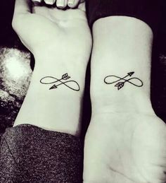 two people with matching tattoos on their arms