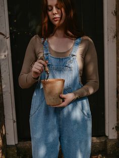 The Oversized Denim Dungaree - Women's Homestead Style Clothing, Denim Garments, Comfy Overalls, The Simple Folk, Mid Century Farmhouse, Century Farmhouse, Denim Dungaree, Oversized Tee Shirt, Vintage Overalls