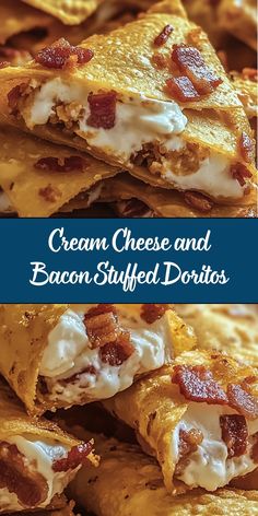 two different views of some food with bacon and cheese