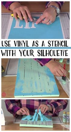 someone is making a stencil with their silhouettes on the paper and using scissors to cut out letters