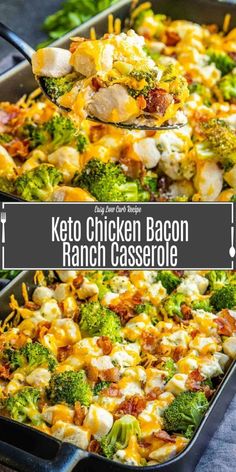 broccoli chicken bacon ranch casserole in a pan