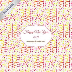 a happy new year card with colorful patterns