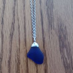 Rare cobalt blue Sea Glass necklace with silver cap on 18" stainless steel chain.  Creative handmade jewelry sourced from broken China, sea glass, stones and other unique items Blue Sea Glass Necklace, Silver Caps, Blue Sea Glass, Broken China, Sea Glass Necklace, Cobalt Blue, Stainless Steel Chain, Cobalt, Sea Glass