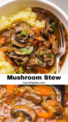 Delicious vegan mushroom stew recipe Vegan Mushroom Stew, Resep Vegan, Vegetarian Stew, Low Carb Veggie, Celery Salt, Mushroom Stew, Dried Rosemary, Vegan Stew, Quinoa Rice