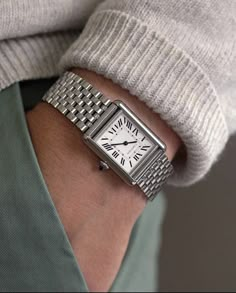 Small Watches, Cartier Watches Mens, Watch Aesthetic, Stylish Watches Men, Metallic Mesh, Mens Fashion Jewelry, Small Watch, Mens Fashion Watches, Cartier Tank