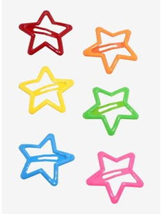 Sweet Society Colorful Star Hair Clip Set Cute Star Hair Clips, Scene Hair Accessories, Decora Hair Clips, Weirdcore Accessories, Cute Hair Accessories Clips, Star Clips Hair, Scenecore Clothes, Mlp Accessories, Candy Hair Clips