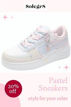 Embrace the pastel trend with our latest sneaker collection! 🎨👟 From serene blues to blush pinks, these sneakers are more than just footwear, they're a fashion statement. Perfect for mixing and matching with your favorite spring outfits. #PastelPalette #SneakerChic #SpringFashion Kawaii Low-top Sneakers For Spring, Pink Chunky Sneakers With Thick Bottom For Spring, Pink Chunky Platform Sneakers For Spring, Spring Pink Chunky Sneakers With Thick Bottom, Trendy Canvas Shoes With Round Toe, Trendy Round Toe Canvas Shoes, Harajuku Style Low-top Sneakers For Spring, Kawaii Sneakers For Spring Streetwear, Trendy Low-top Skate Shoes With Thick Bottom