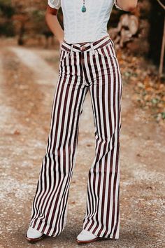 Trendy Red Cotton Flare Jeans, High Waist Red Flare Jeans, Retro High Waist Cotton Bottoms, Retro High-waist Cotton Bottoms, Casual Cotton Summer Flares, Trendy Spring Cotton Flares, Retro Cotton Flares For Fall, Casual Cotton Flares For Summer, Trendy Cotton Flares For Spring