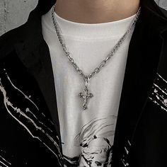 Type: AccessoriesMaterial: Titanium steelGender: MaleNecklacelength: 60cm ( 23.6 inches ) Cross Pendant Necklace Men, Hip Hop Accessories, Gothic Necklace, Cross Chain, Neck Jewellery, Trendy Necklaces, Cross Jewelry, Necklace Online, Cross Pendant Necklace