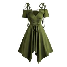 Brand New With Tags See Sizing Chart For Details Material Is Stretchy, Measurements Are Measured Without Stretching The Material Cottagecore Women Outfit, Fae Dress, Frog Dress, Ren Faire Outfits, Forest Green Dresses, Fair Outfits, Fashion Terms, Green Fairy, Lace Up Dress