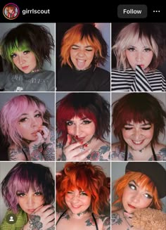 Color Around The Face, 2023 Color Blocking Hair, Short Hair Bangs Color Ideas, Fringe Bangs On Short Hair, Cute Hair Color Ideas For Short Hair, Pixie Split Dyed Hair, Creative Color Placement Hair, Short Hair Inspo Color, Edgy Short Hair Color Ideas