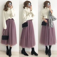 Tulle Skirts Outfit, Rok Outfit, Long Skirt Fashion, Long Skirt Outfits, Trendy Dress Outfits, Muslim Fashion Outfits, Muslimah Fashion Outfits, Korean Girl Fashion, Stylish Dresses For Girls