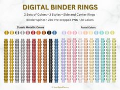 the digital binder rings are available in multiple colors and sizes, including 2 sets of color