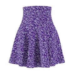 This adorable print has a deep purple background with dainty flowers throughout. A versatile fit skater skirt with a cozy, soft touch and a casual look. Add a cute denim or white jacket with a pair of sandals for a complete look.  Print developed by Paula of P.S. Crafts & Gifts.  .: 95% Polyester 5% Spandex .: Versatile fit .: Printed on care label in black color .: White thread color .: Assembled in the USA from globally sourced parts Printed and designed in the USA Fitted Casual Skirt With Elastic Waistband, Casual Fitted Skirt With Elastic Waistband, Casual Cotton Mini Skirt For Spring, Casual Non-stretch Mini Skirt For Day Out, Fall Floral Print Fitted Mini Skirt, Casual Flowy Skirt With Ditsy Floral Print, Spring Fitted Flared Mini Skirt, Fitted Floral Print Mini Skirt For Fall, Casual Mini Skirt For Spring Day Out