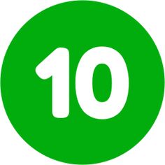 a green circle with the number ten on it