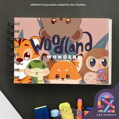 the children's book is designed to look like a notebook with animals on it