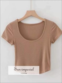 Sun-Imperial Material:NYLON Item Type:Tops Tops Type:Tees Sleeve Length(cm):Short Sleeve Style:REGULAR Fabric Type:JERSEY Pattern Type:Solid sun-imperialJK1907056 Gender:WOMEN Clothing Length:Short Decoration:NONE Style:Casual Collar:O-Neck See size chart : https://sun-imperial.com/pages/size-chartSizing advice :Most items run small ( discluding swimsuits and shoes) - If you are not sure which size will work best for you - You can email us via info.sunimperial@gmail.com and provide your bust ,wa Summer Khaki Solid Color Tops, Trendy Ribbed Beige Top, Trendy Beige Ribbed Top, Spring Khaki Crew Neck Top, Beige Solid Color T-shirt For Summer, Khaki Crew Neck Tops For Spring, Fitted Khaki Short Sleeve Top, Khaki Solid Color Top For Spring, Trendy Solid Brown Tops