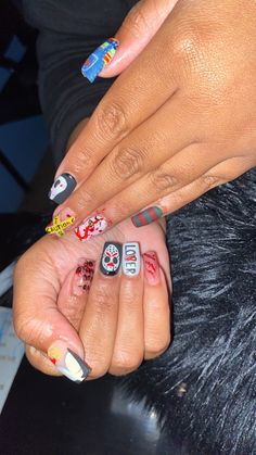 halloween nails short jason it micheal meyers freddy kruger chucky tiffany scream Short Scream Halloween Nails, Scream Halloween, Short Nail Designs, Halloween Nails, Short Nails, Nail Designs, Nails