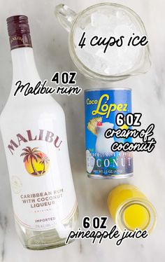 ingredients needed to make an ice cream recipe on a marble counter top with text overlay