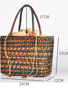 Casual style. Lightweight. Straw. Raffia natural fiber. Lined. Drawstring. Metal bottom accesories. Measurements are 24 cms. Length (9.44” inches) x 20cms height (7.87” inches) x 12 cms width (5" inches) Color may be lighter or darker depending of the device it is displayed. Casual Handheld Straw Bag Made Of Jute, Eco-friendly Rectangular Open Weave Straw Bag, Palm Leaf Straw Bag With Bamboo Handle, Casual Crochet Basket Bag With Bamboo Handle, Casual Crochet Bucket Bag With Bamboo Handle, Chic Open Weave Straw Bag For Market, Casual Shoulder Bag With Bamboo Handle, Casual Brown Straw Bag With Bamboo Handle, Woven Basket Straw Bag