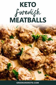 keto swedish meatballs with parsley on top